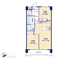 シンメイ志木マンション 2LDKの間取図画像