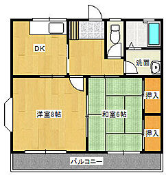 コーポハピネス 2DKの間取図画像