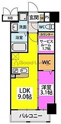 ラフィーネ箱崎駅前 7階1SLDKの間取り