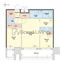 RJRプレシア博多 2LDKの間取図画像