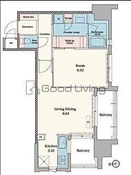 RJRプレシア博多駅前 1LDKの間取図画像