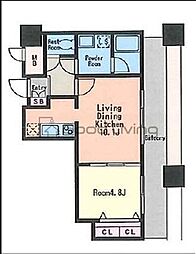 KDXレジデンス大濠ハーバービュータワー 1LDKの間取図画像
