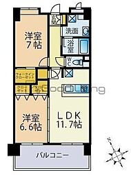 ヘスティア大濠 2LDKの間取図画像