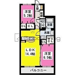 プリマヴェーラ伊都 2LDKの間取図画像