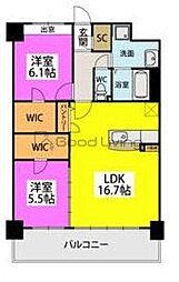 ビオネ美野島 2LDKの間取図画像