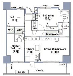 ラクレイス香椎照葉 3LDKの間取図画像
