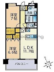 ヘスティア大濠 2LDKの間取図画像