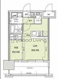 ドゥーエ赤坂 1LDKの間取図画像