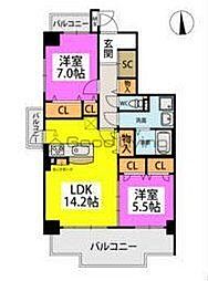 ドゥ・メゾン 2LDKの間取図画像