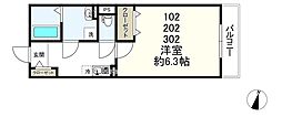 メグリオ柏の葉 1Kの間取図画像
