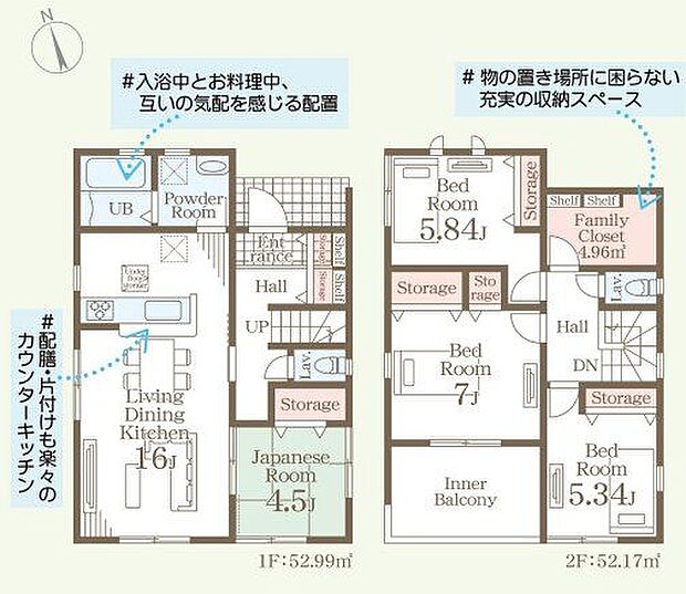 3号棟　4.96m2のファミリークローゼット有で収納充実♪快適な暮らしが実現しそうな間取りです♪