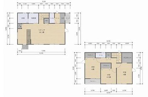 LDK18帖超えのゆとりの空間です♪人気のリビング階段でおかえりただいまが自然に交わる間取りです♪
