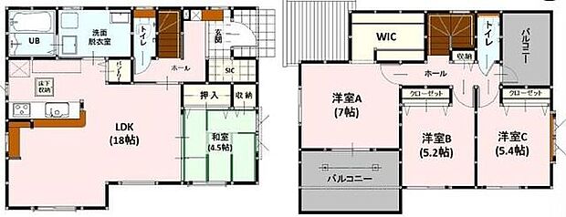 18帖LDK+和室4.5帖 シューズインクローゼットや広いバルコニー魅力満載の4LDKです♪