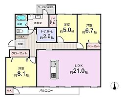 宮前平グリーンハイツ36号棟 3SLDKの間取図画像