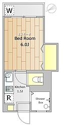 大野荘 1Kの間取図画像