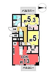 チサンマンション第5江坂 2LDKの間取図画像