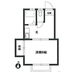 みやまコーポラス 1階1Kの間取り