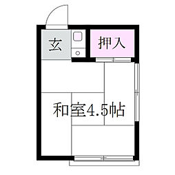 半田荘 2階ワンルームの間取り