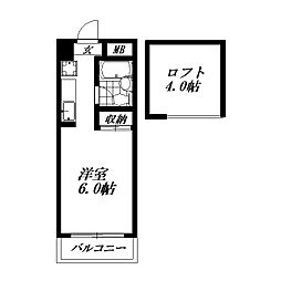 シャトーコバヤシ 3階1Kの間取り