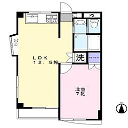 ラ・ベルセゾン 1階1LDKの間取り