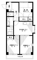 エスポワール富士見町 3DKの間取図画像