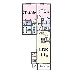 プラシードIII 2LDKの間取図画像