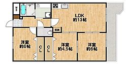 グリーンエクセル柴原 3LDKの間取図画像