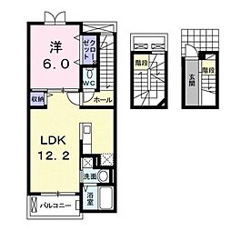 JR山陽本線 大門駅 徒歩4分の賃貸アパート 3階1LDKの間取り