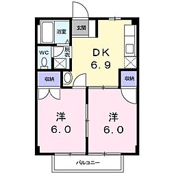 JR山陽新幹線 新尾道駅 バス30分 河内保永下車 徒歩5分の賃貸アパート 1階2DKの間取り