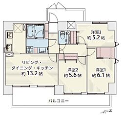 リソシエ御所南 3LDKの間取図画像