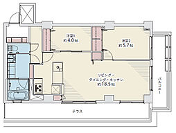 NK麹町コータース 2LDKの間取図画像