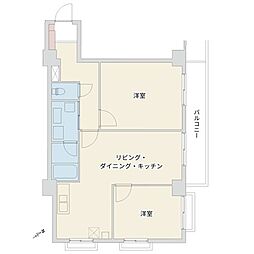 千駄ヶ谷マンハイム 2LDKの間取図画像