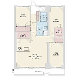 シャルム北4条 3LDKの間取図画像