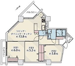 ノバ・オリンピアードタワー 3LDKの間取図画像