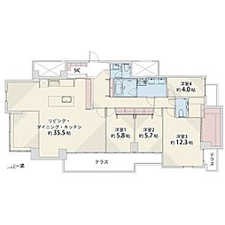 代々木パークサイド 4LDKの間取図画像