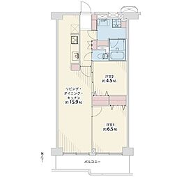 南塚口パーク・マンションA棟 2LDKの間取図画像