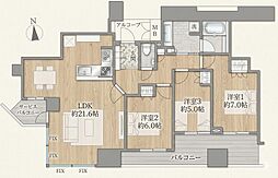 シティタワーグラン天王寺 3LDKの間取図画像