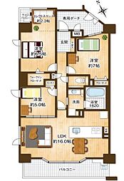 アリストリバーサイドビュータワー 3LDKの間取図画像