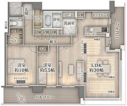 ザ・パークハウス中之島タワー 2LDKの間取図画像
