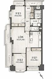 シャルマンフジ住之江公園アミューゼ 3LDKの間取図画像