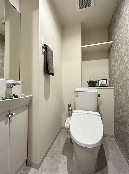 リノベ済の清潔感あるトイレです。水まわりの状態も、ご内覧でご確認いただけます