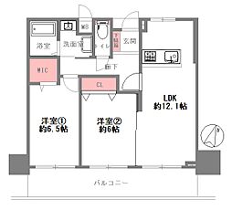 アルカディーナ天満橋リバーサイド 2LDKの間取図画像