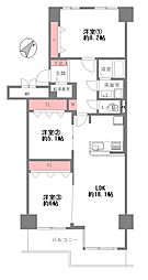 京橋グリーンハイツ2号棟 3LDKの間取図画像