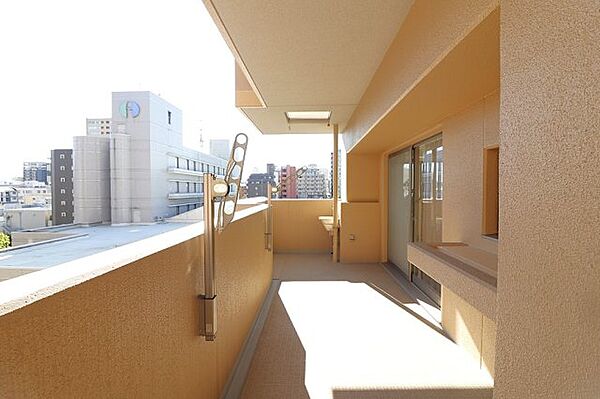 6階部分からの眺めです。前面に空が広がり、風と光が抜けるバルコニーです。
