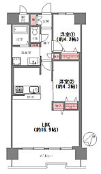 朝日プラザ天王寺2 2LDKの間取図画像