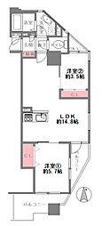 朝日プラザ御崎 2LDKの間取図画像