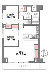 朝日プラザ高津第1 2LDKの間取図画像