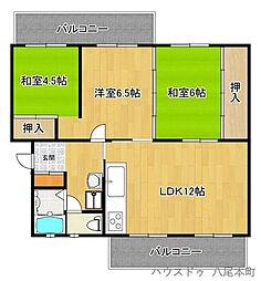フラワリータウン志紀F棟 3LDKの間取図画像
