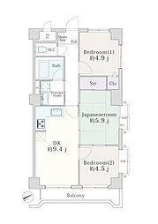 ライオンズマンション片瀬江ノ島第2 3DKの間取図画像