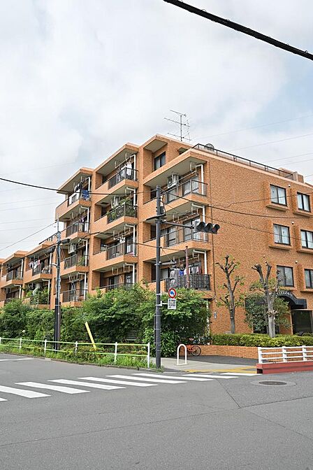 ■陽当り良好な南向きの5階建。近隣には公園や小学校が揃い、家族に優しい住環境が整っています。